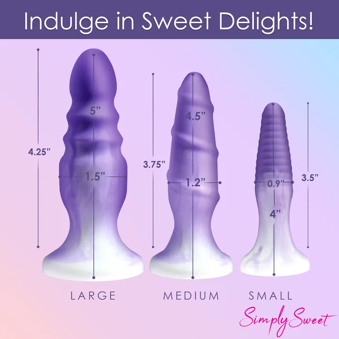 Simply Sweet Anal 3 Piece Silicone Butt Plug Set Purple