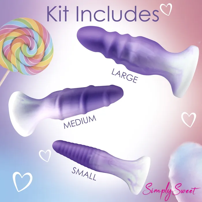 Simply Sweet Anal 3 Piece Silicone Butt Plug Set Purple