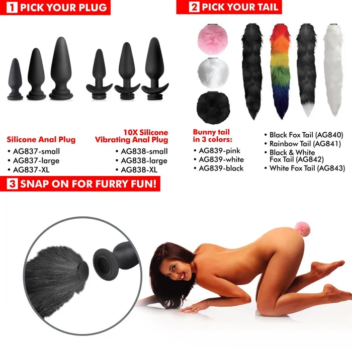 SnapOn Interchangeable XL Silicone Anal Plug Tailz Male Sex Toys