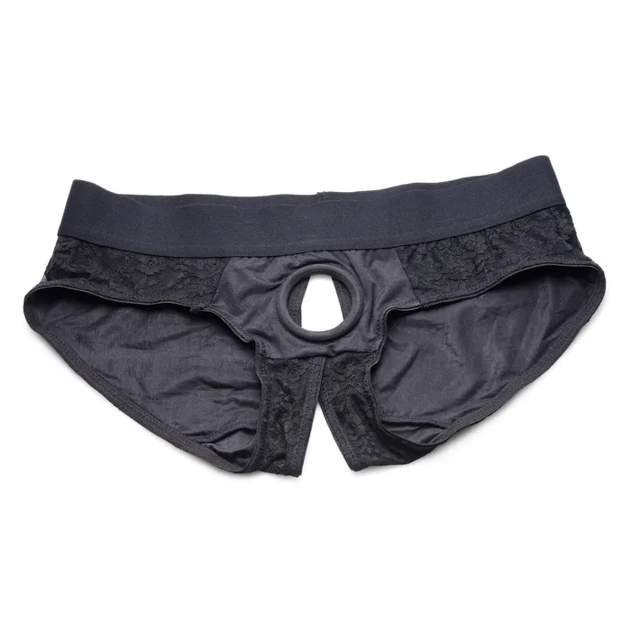 Strap U Female Sex Toys Lace Envy Black Crotchless Panty Harness SM