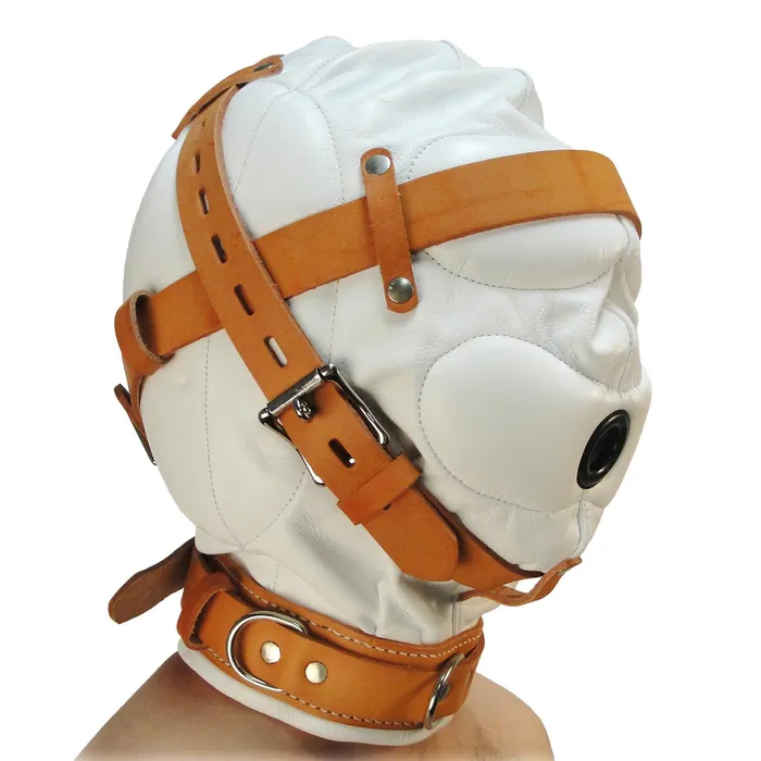 Total Sensory Deprivation White Leather Hood MediumLarge Strict Leather Mens Underwear Total Sensory Deprivation White Leather Hood MediumLarge Strict Leather Mens Underwear