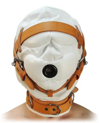 Total Sensory Deprivation White Leather Hood MediumLarge Strict Leather Mens Underwear