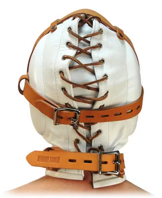 Total Sensory Deprivation White Leather Hood MediumLarge Strict Leather Mens Underwear