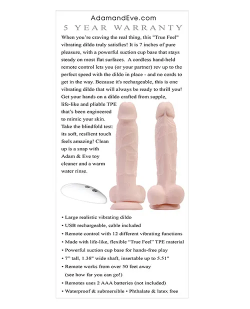 Adam Eve Adams True Feel Rechargeable Dildo Flesh Open Desires Female Sex Toys