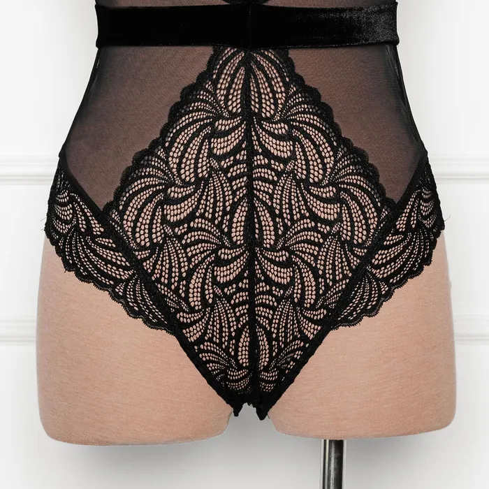 Anal Mentionables Lacy Plunge Teddy Black
