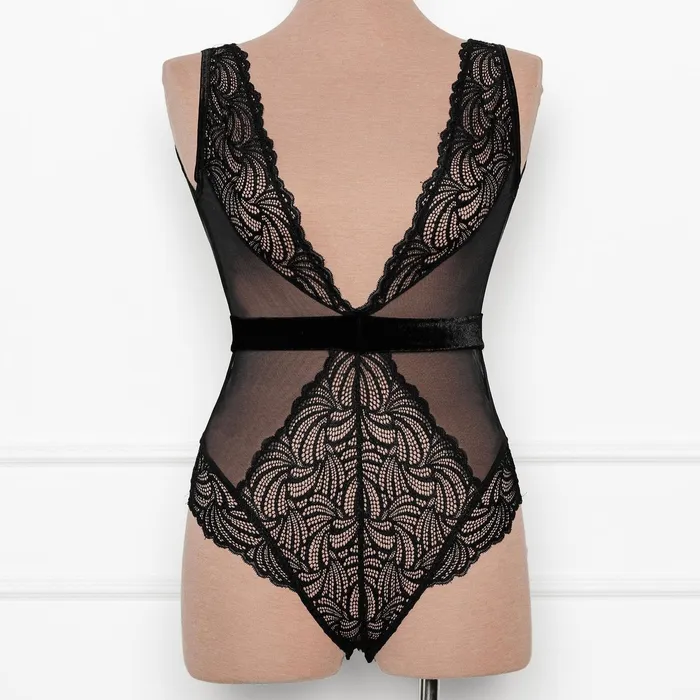 Anal Mentionables Lacy Plunge Teddy Black