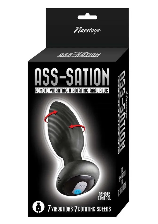 AssSation Remote Vibrating and Rotating Rechargeable Silicone Anal Plug AssSation Male Sex Toys