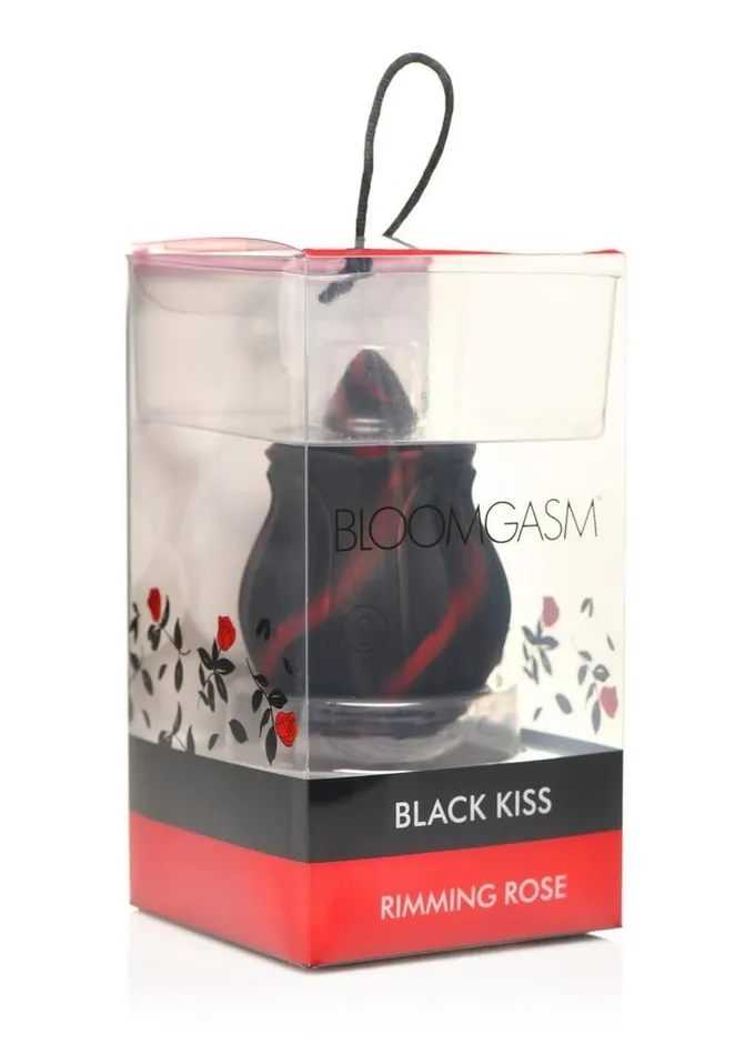 Bloomgasm Female Sex Toys Bloomgasm Black Kiss Rimming Rose Rechargeable Silicone Clitoral Vibrator
