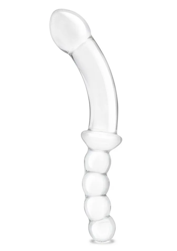 Dildos Glas Glas Girthy Double Sided Glass Dong with Anal Bead Grip Handle