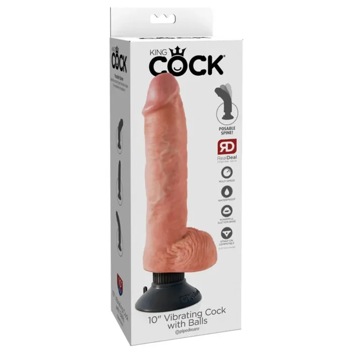 Dildos King Cock King Cock Vibrating Cock Dildo With Balls Pink 10 Inch