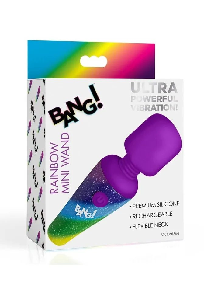 Female Sex Toys BANG Bang Rainbow Mini Wand Rechargeable Silicone Vibrator