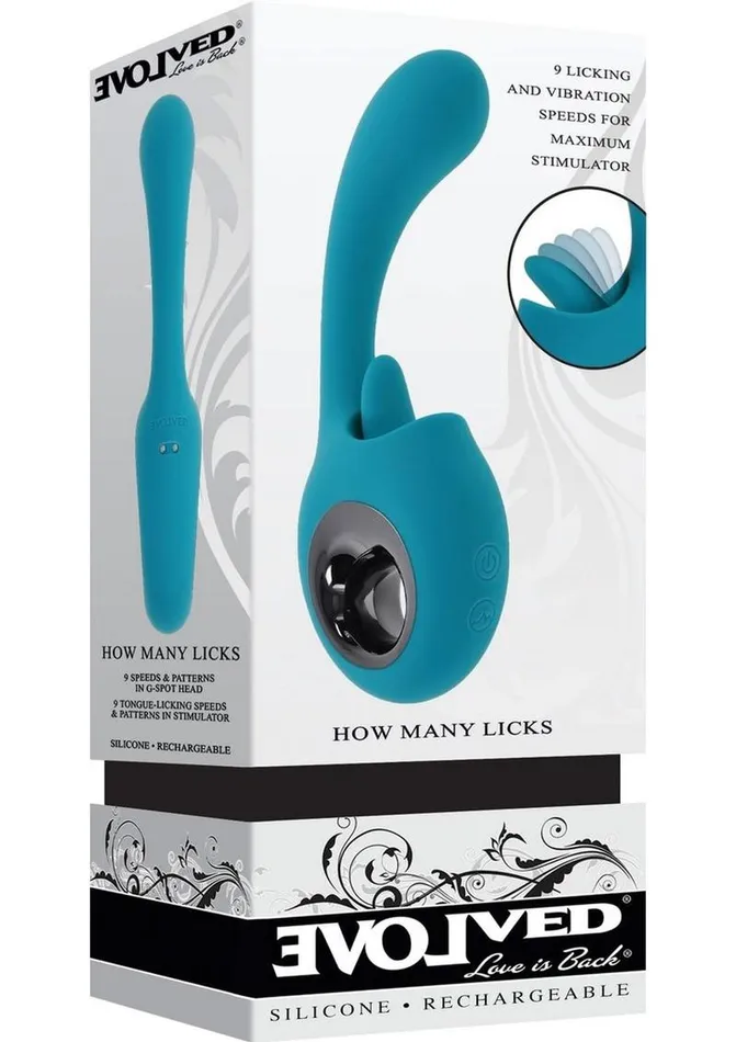 Female Sex Toys Evolved How Many Licks Rechargeable Silicone Vibrator with Clitoral Stimulator