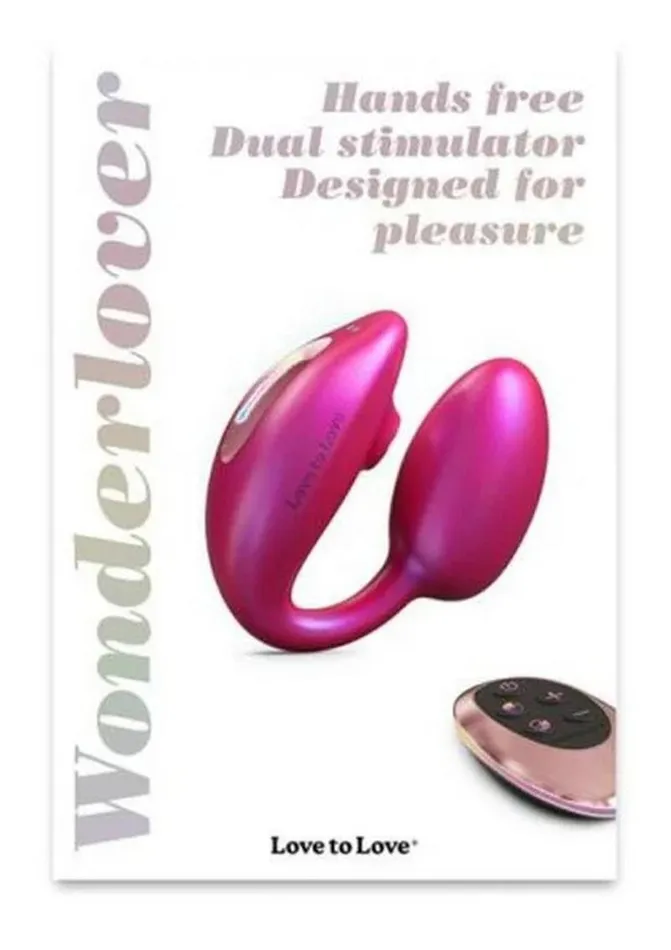 Female Sex Toys Love to Love Love to Love Wonderlover Rechargeable Silicone Dual Vibrator with Remote Iridescent