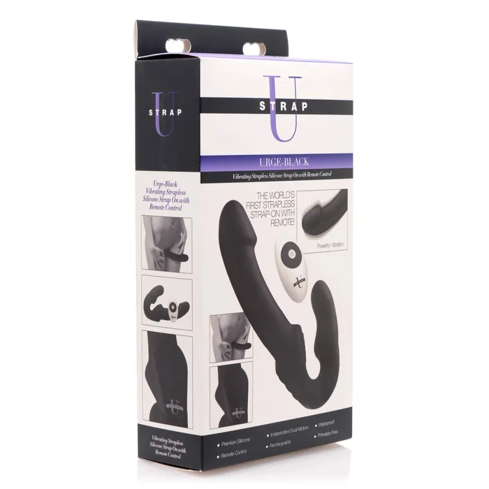 Female Sex Toys Strap U Strap U Urge Remote Control Vibrating Silicone Strapless StrapOn Black