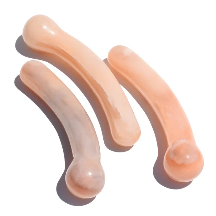 Gemstone Yoni Vibrators Peach Aventurine Bulbous Crescent