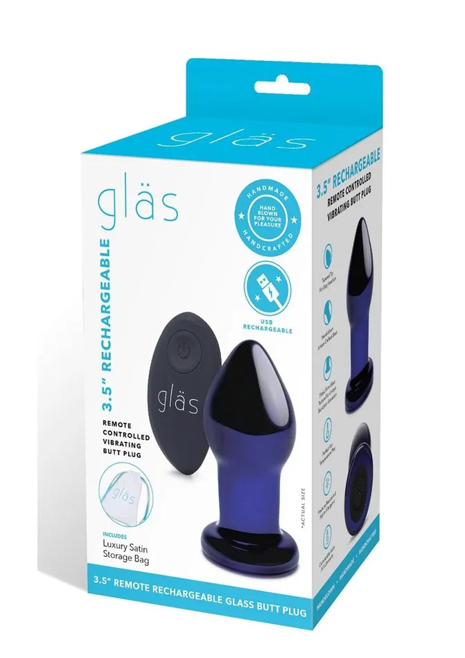 Glas Rechargeable Remote Controlled Vibrating Glass Butt Plug Glas Anal
