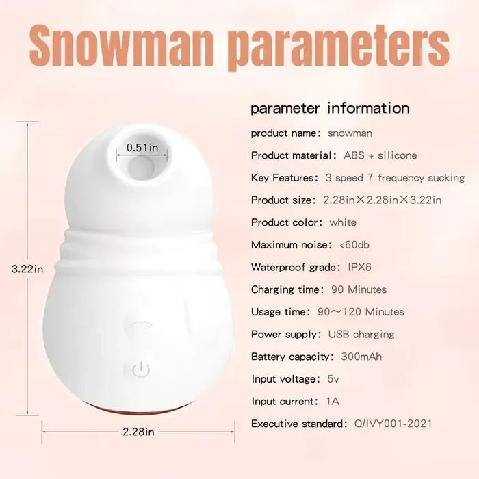 Inyarose Male Sex Toys Snowman Suction Vibration Stimulation Massager