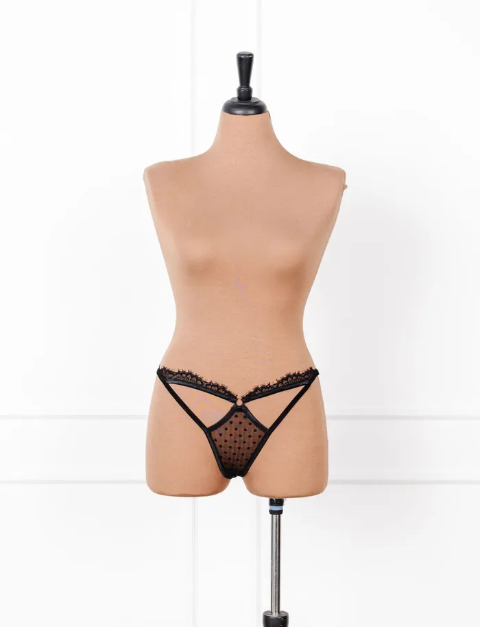 Lacy Cutout Thong Black Mentionables Anal