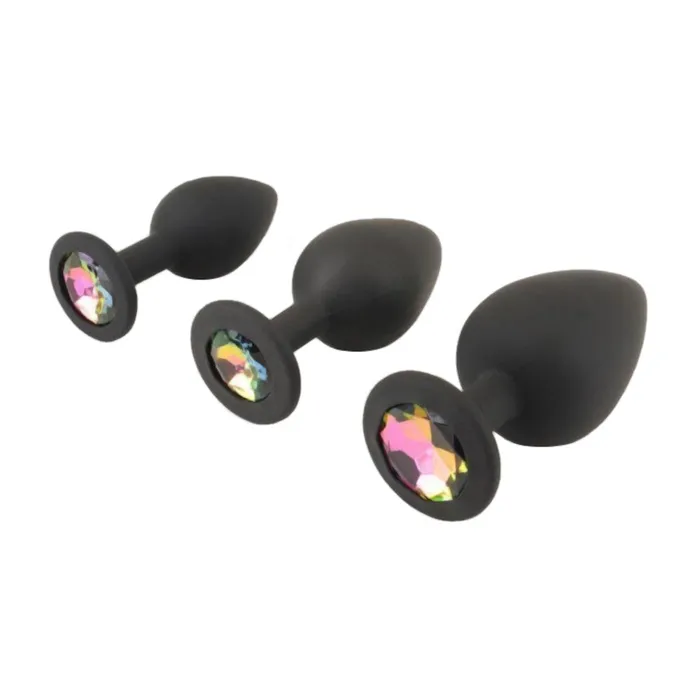 Love Plugs Anal Rainbow Jewel With PlugShaped Silicone Tip Set