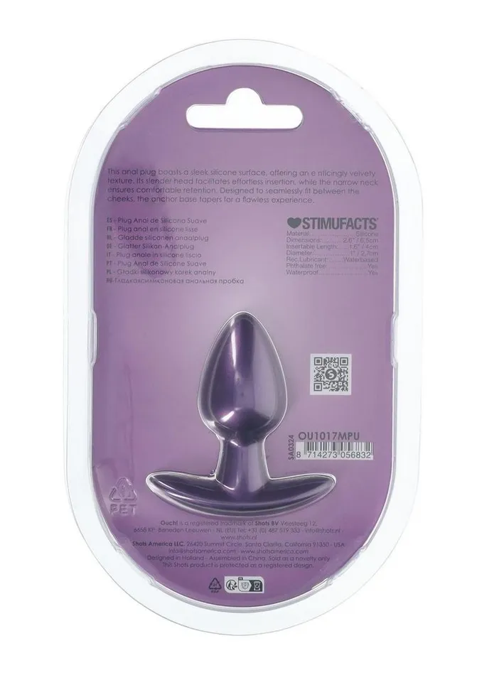 Male Sex Toys Ouch Ouch Anal Plug Silicone Small Metallic