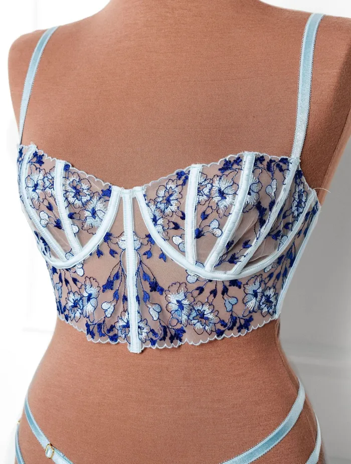 Mentionables Vibrators Embroidered Underwire Bustier