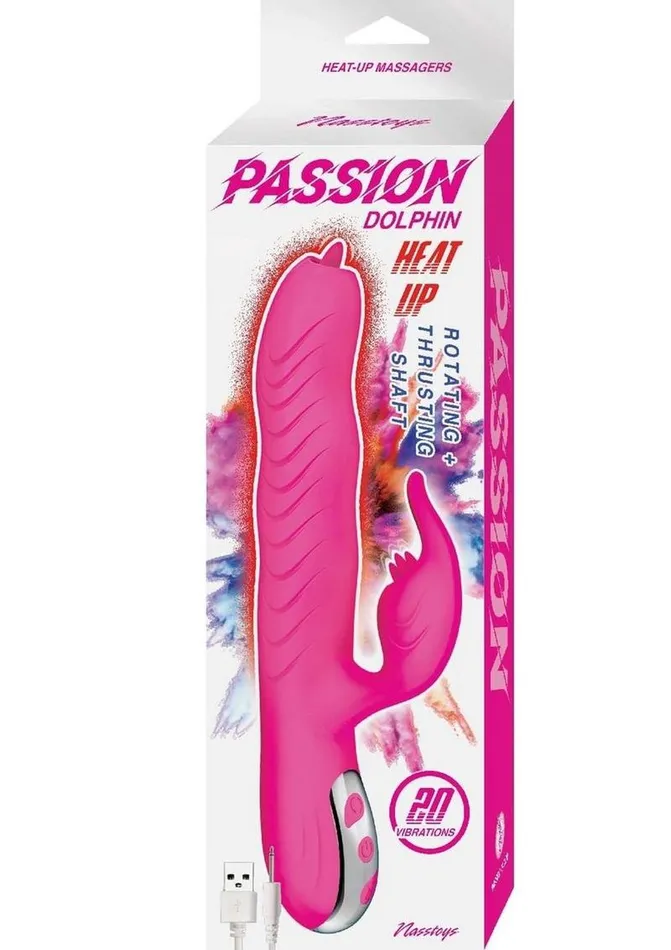 Nasstoys Female Sex Toys Passion Dolphin Heat Up Rechargeable Silicone Rabbit Vibrator