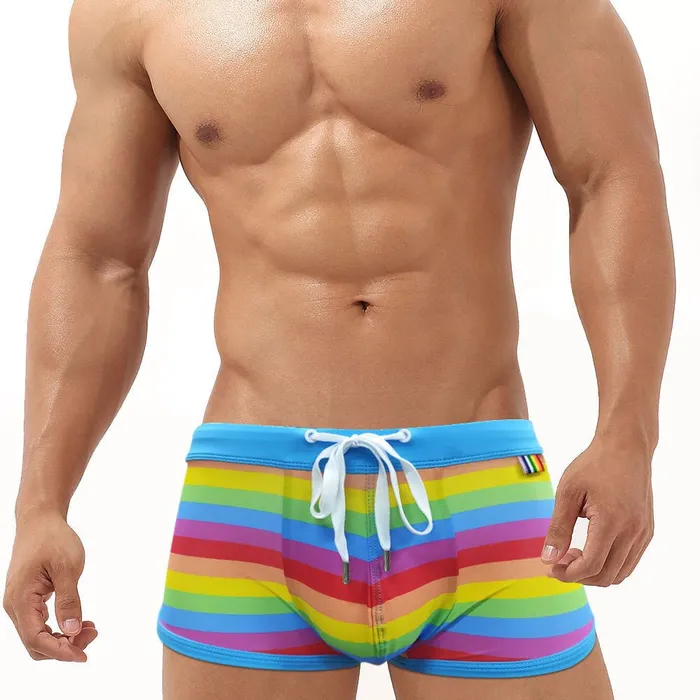 OUMUYI Official Store Vibrators Baby Blue Rainbow Swim Trunks