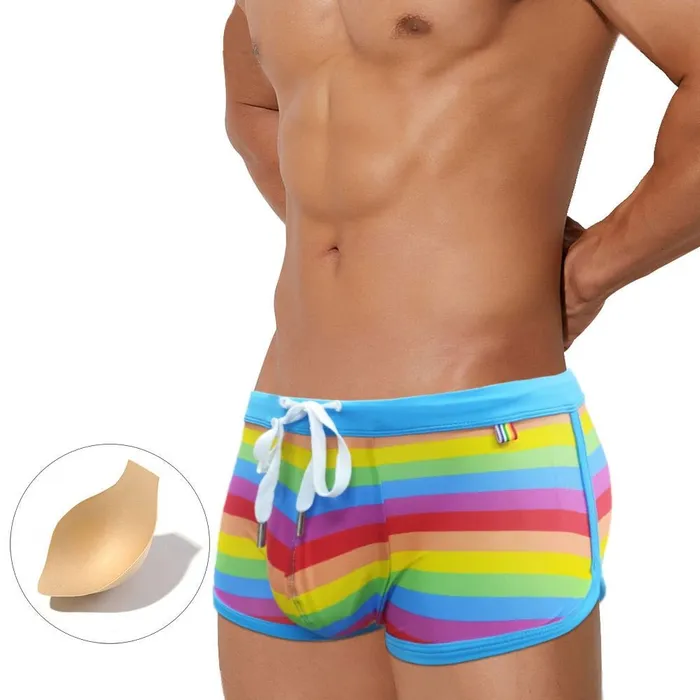 OUMUYI Official Store Vibrators Baby Blue Rainbow Swim Trunks
