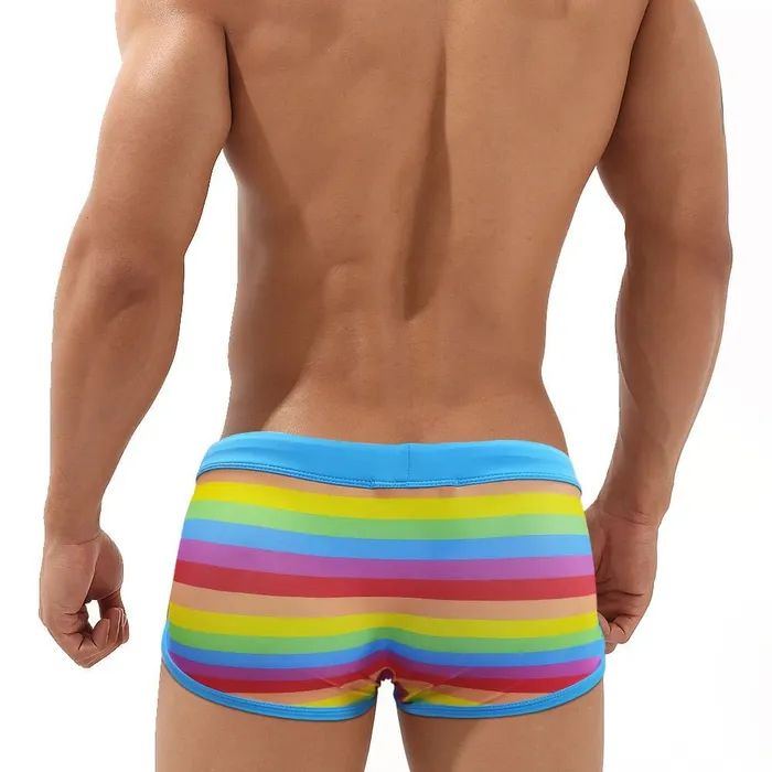 OUMUYI Official Store Vibrators Baby Blue Rainbow Swim Trunks