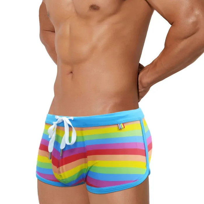 OUMUYI Official Store Vibrators Baby Blue Rainbow Swim Trunks