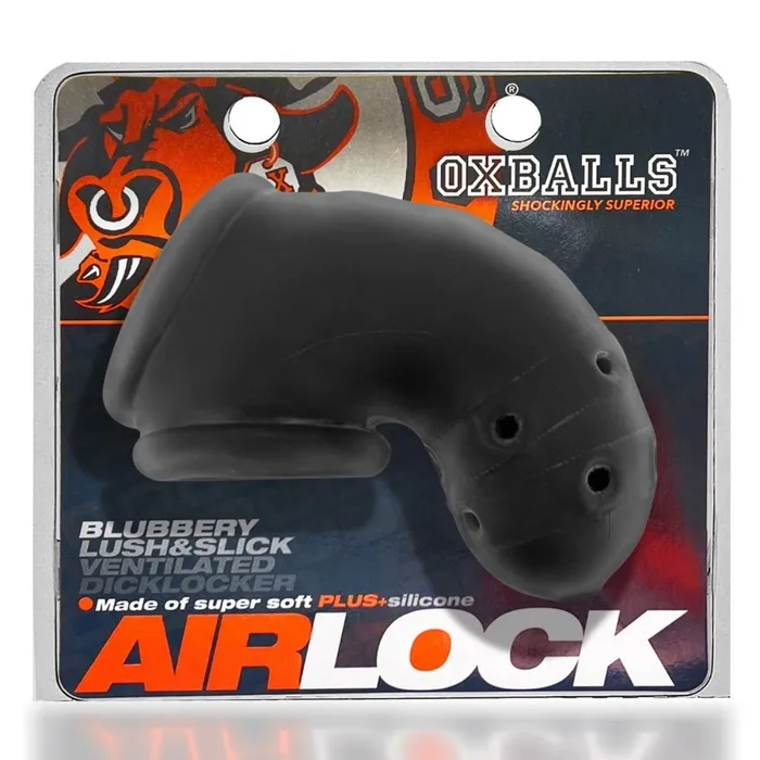 Oxballs Male Sex Toys Oxballs Airlock Air Lite Vented Chastity Cage Black Ice