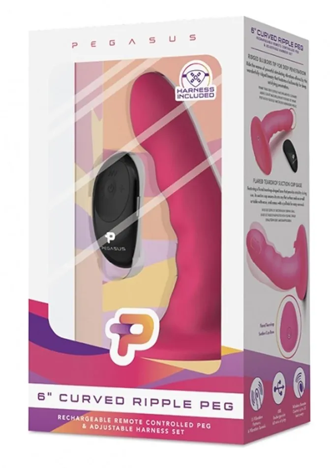 Pegasus Curved Ripple Peg Rechargeable Dildo with Remote Control Pegasus Female Sex Toys