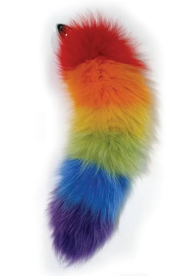 Rainbow Foxy Tail Pleasure Stainless Steel Plug Rainbow Anal