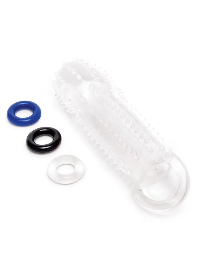 Size Up Male Sex Toys Size Up Texured Clear View Penis Extender with Ball Loop