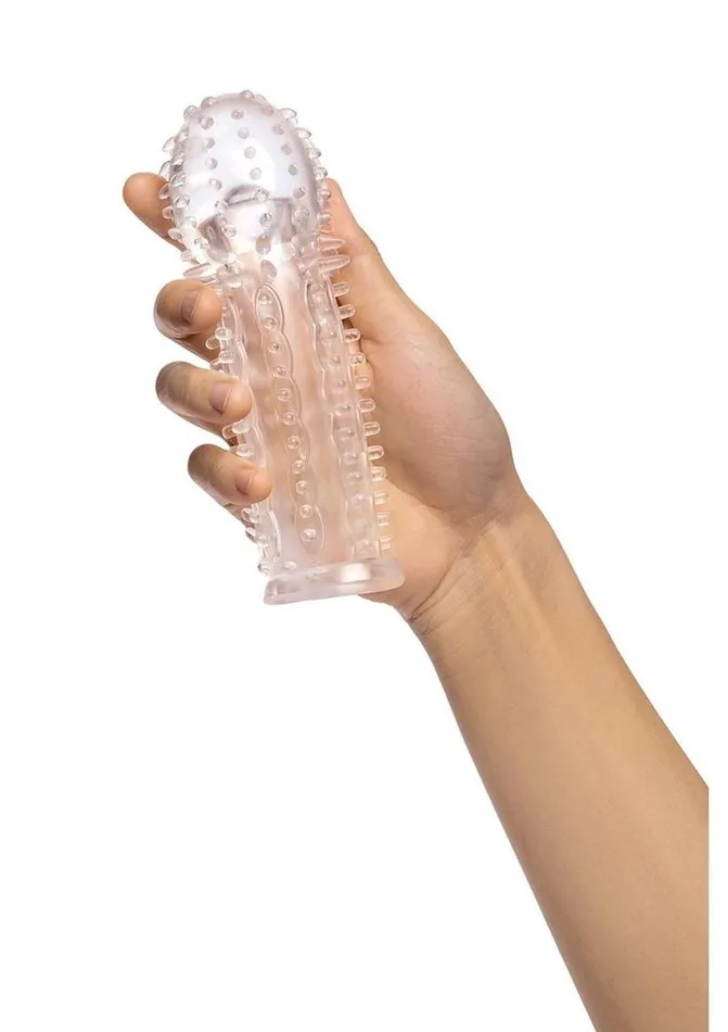 Size Up Male Sex Toys Size Up Texured Clear View Penis Extender with Ball Loop