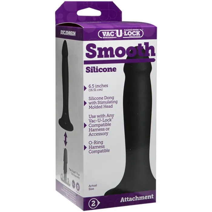 VacULock Dildos VacULock Smooth Silicone Dildo Black 65 Inch