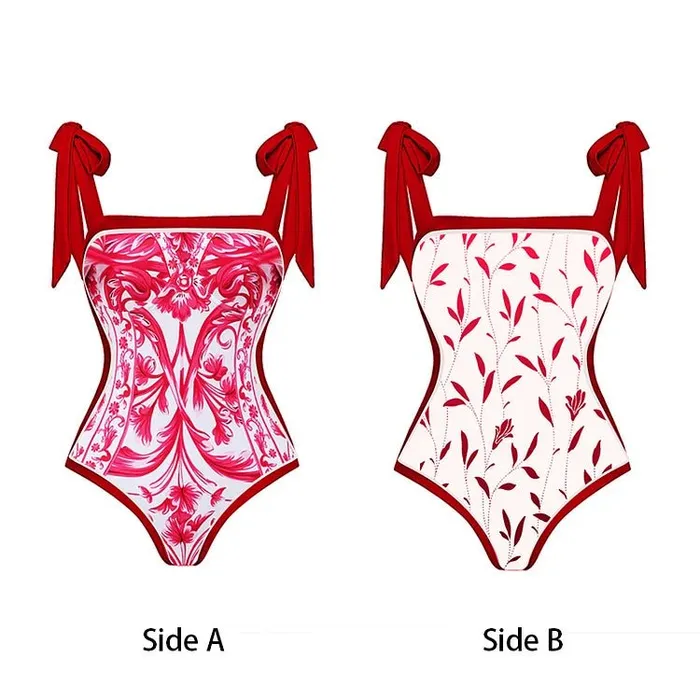 Vibrators Sinderella Reversible Red Pink One Piece Tie Up Swimsuit With Floral Skirt By Sinderella Vibrators Sinderella Reversible Red Pink One Piece Tie Up Swimsuit With Floral Skirt By Sinderella