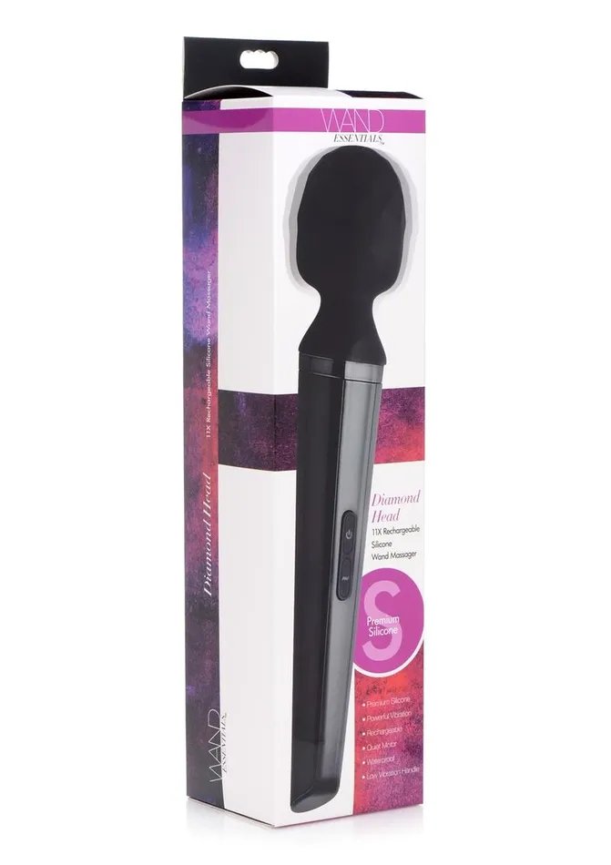 Wand Essentials Female Sex Toys Wand Essentials Diamond Head Rechargeable Silicone Wand Massager