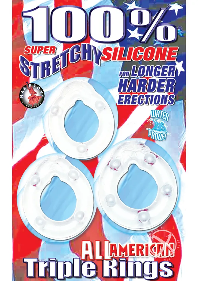 All American Triple Rings Silicone Cock Ring Whoppers Male Sex Toys