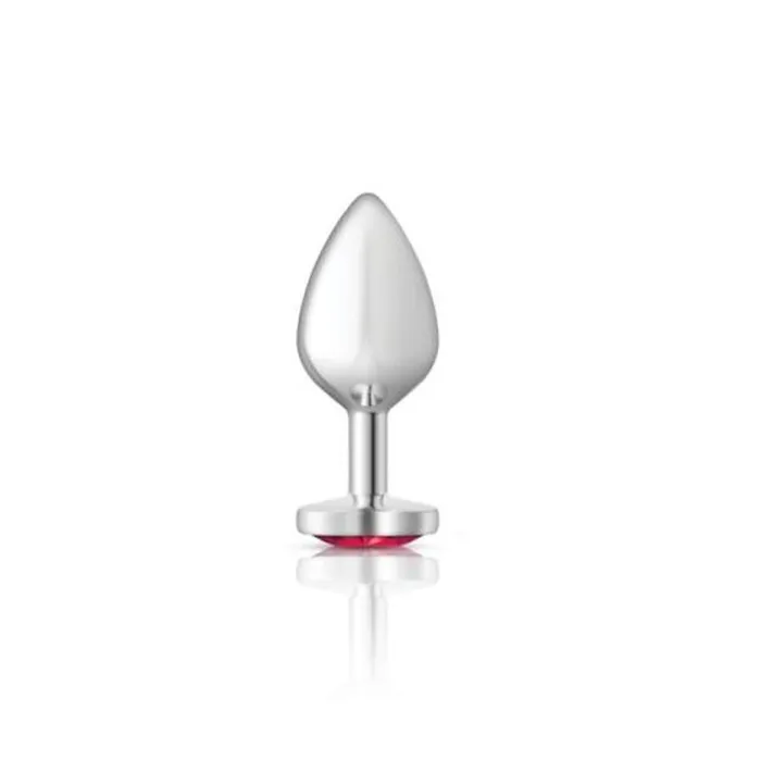 Anal Cheeky Charms Silver Metal Butt Plug w Heart Pink Jewel Medium Cheeky Charms