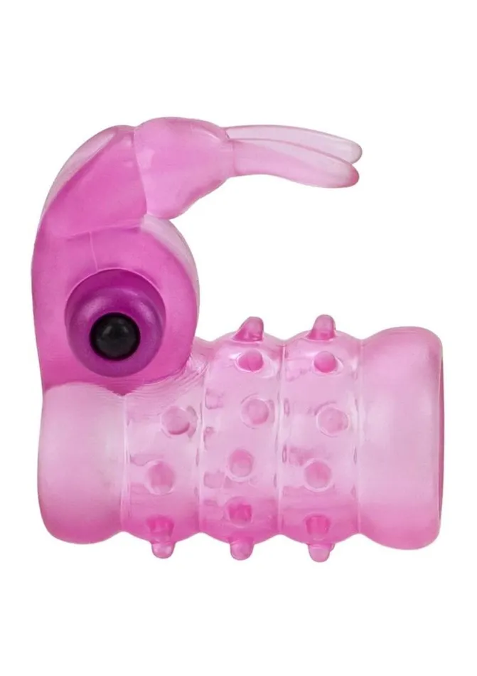 Basic Essentials Male Sex Toys Basic Essentials Stretchy Vibrating Bunny Enhancer Cock Ring with Clitoral Stimulation