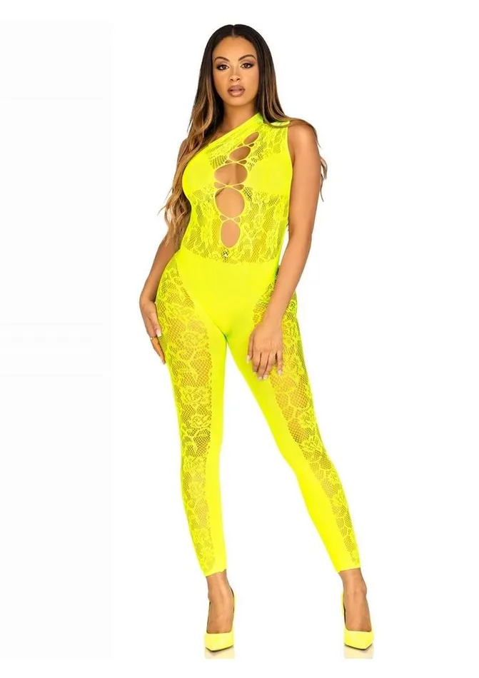 Bodystockings Playsuits Leg Avenue Floral Lace Convertible Footless Bodystocking with Opaque Panel Detail Leg Avenue Bodystockings Playsuits Leg Avenue Floral Lace Convertible Footless Bodystocking with Opaque Panel Detail Leg Avenue