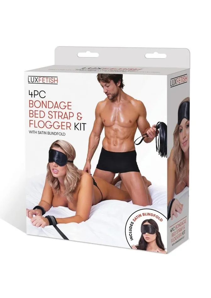 Couples Lux Fetish Lux Fetish Bondage Bed Strap and Flogger Kit