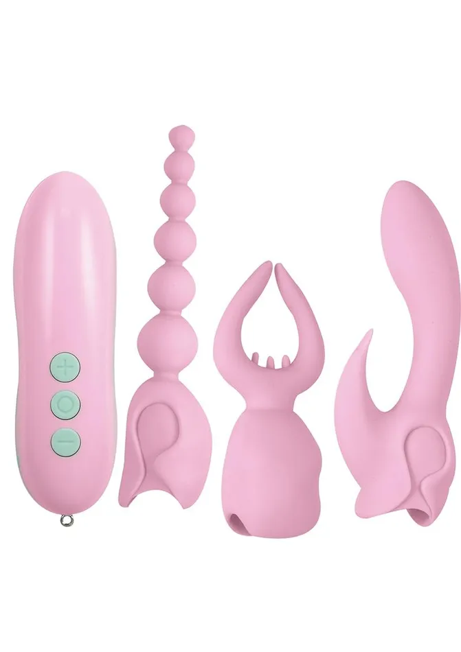 Elite Collection Vibrators Pink Elite Collection Rechargeable Silicone Vibrator Ultimate Orgasm Kit