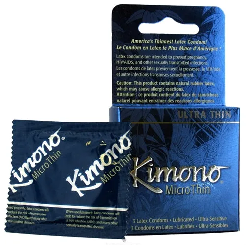 Kimono Condoms Male Sex Toys Kimono Microthin Ultra Thin 3 Pack