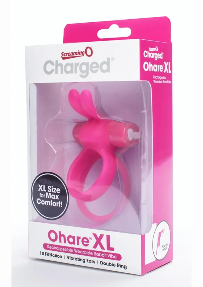 Male Sex Toys Charged Ohare XL Silicone USB Rechargeable Wearable Rabbit Vibrating Cock Ring Pink Individual Charged