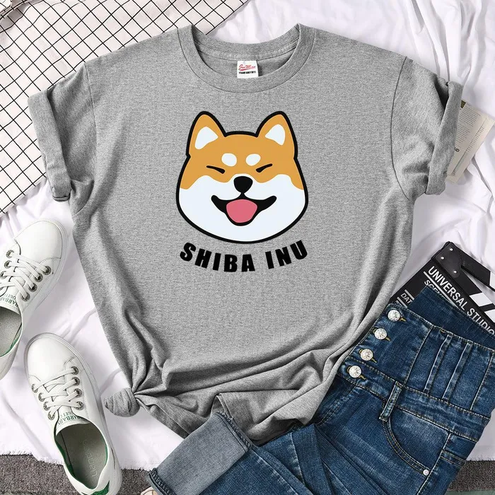 Male Sex Toys cj Shiba Inu Dog Printed Short Sleeve Tshirt For Man