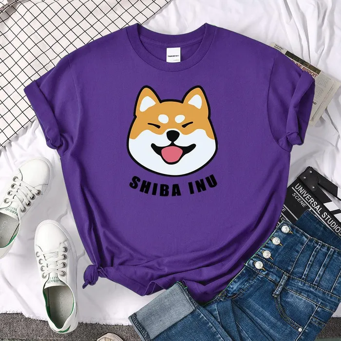 Male Sex Toys cj Shiba Inu Dog Printed Short Sleeve Tshirt For Man