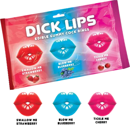 Male Sex Toys Hott Products Unlimited Dick Lips Gummy Cock Rings 3 Pack