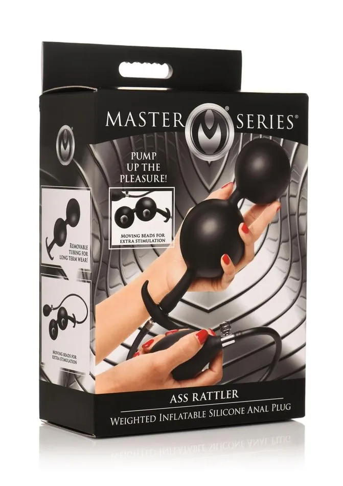 Male Sex Toys Master Series Master Series Ass Rattler Weighted Inflatable Silicone Anal Plug
